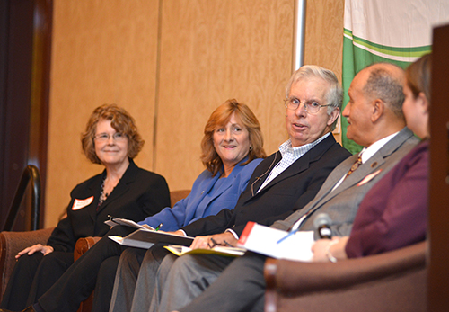 Maureen Maigret, Rep. Deborah Ruggiero, moderator Bill Flynn, Sen. Harold Metts and Lee Ann Byrne.